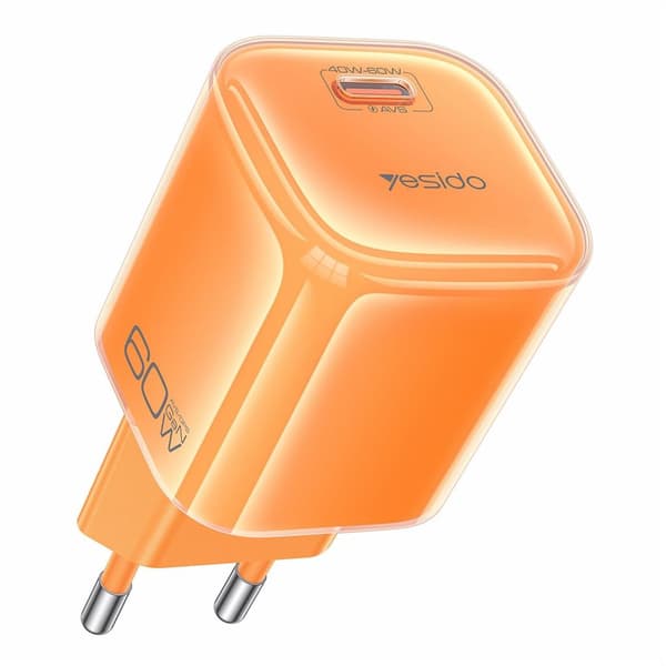 Yesido YC117 USB-C 40W-60W Dynamic Charger with USB-C Cable, 1m – Orange