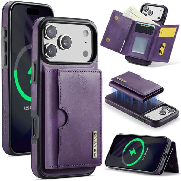 DG.MING iPhone 18 Pro Max/17 Pro Max Case with Magnetic Wallet - Purple