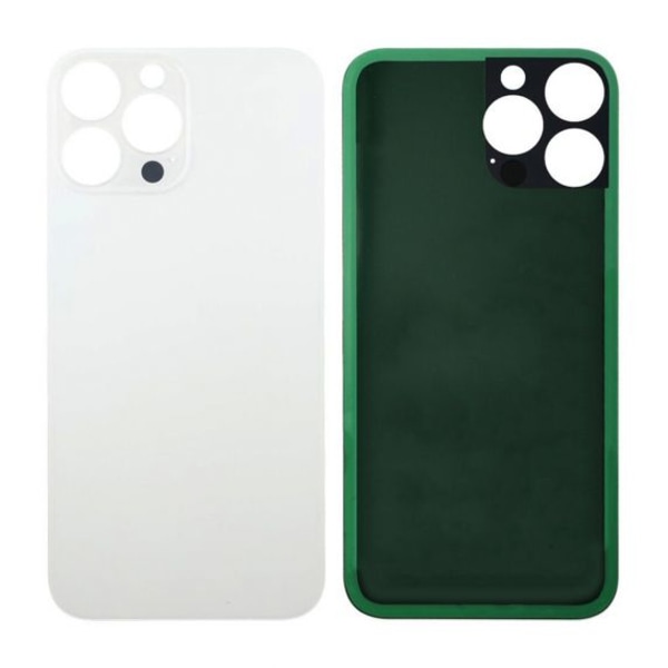 iPhone 13 Pro Max Back Cover White-Big Camera Hole Size med tejp