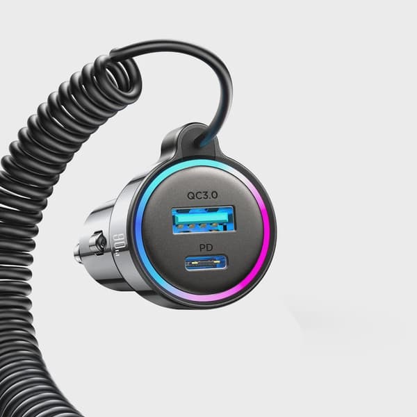 SiGN 90W 3-i-1 Snabb Billaddare med USB-C Kabel Svart