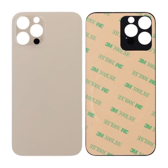 iPhone 12 Pro Baksida Glas med självhäftande tejp - Guld Svart