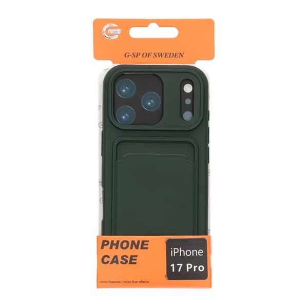 Silicone Mobile Case with Card Holder for iPhone 17 Pro - Military Green