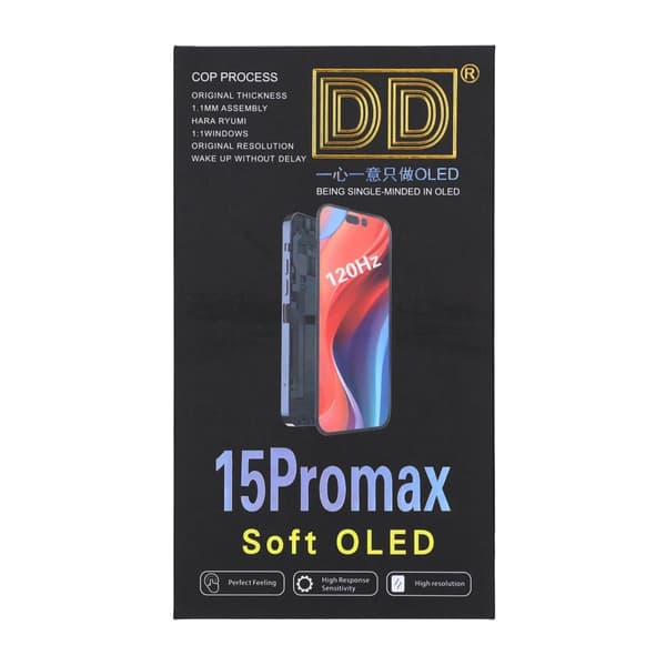 iPhone 15 Pro Max Soft OLED Display High Quality Black( (DD brand)