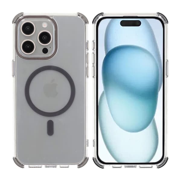 iPhone 15 Pro Rvelon Mobile Case Magnet with Edge Protection - Gray