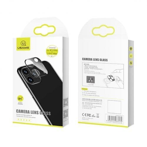 USAMS Kameralins Skydd i Härdat Glas för iPhone 11 Pro / Pro Max Svart