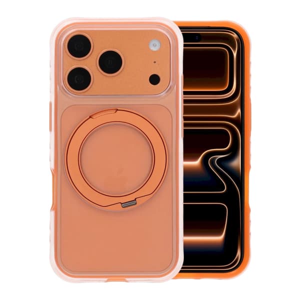 Armor Matte Frosted Magnetic Case with 360° Rotatable Kickstand - iPhone 17 Pro Max/18 Pro Max Orange