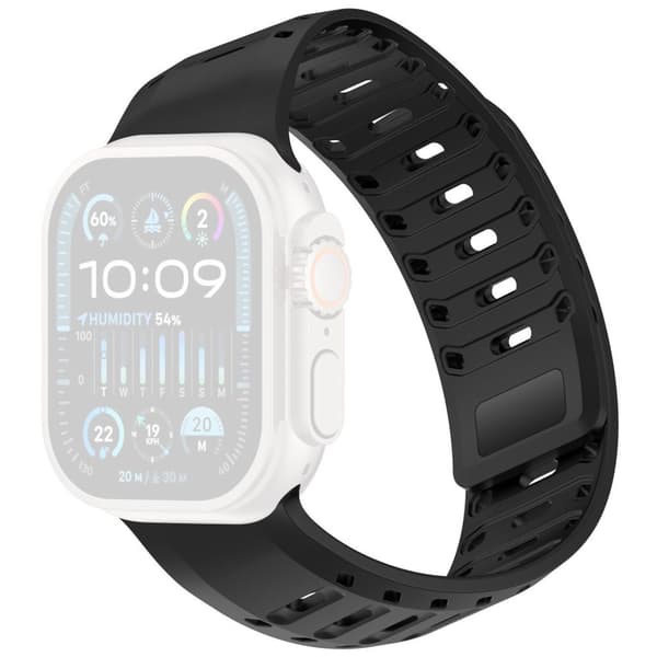 Apple Watch 49/46/44/42mm Silicone Watch Strap Magnetic Closure - Black