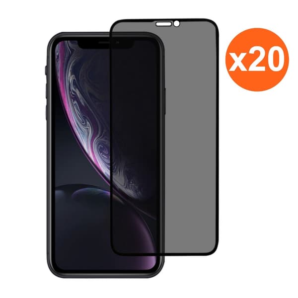 Screen Protector iPhone 11/XR - Privacy Full Cover Tempered Glass RV no frame 20 pcs bulk