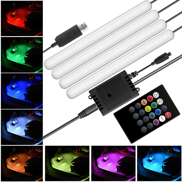 SiGN Ljudstyrd LED-slinga för Bilen, RGB 4x12