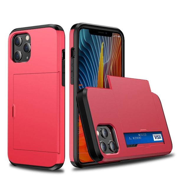 iPhone 12 mini case with slide card holder - Red