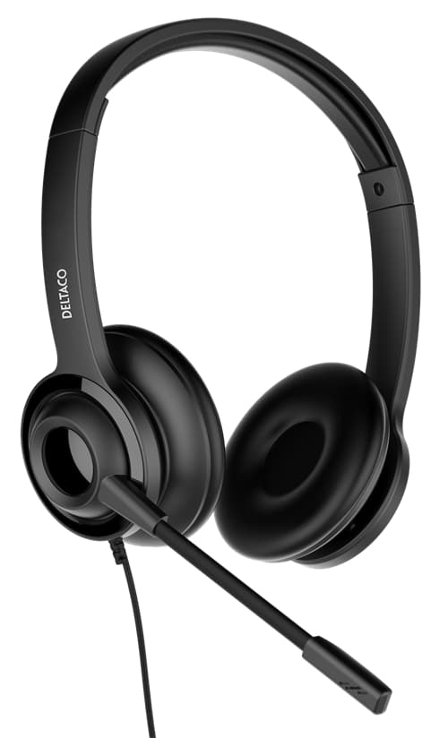 DELTACO Office USB Headset with Microphone, 1.8m - Black