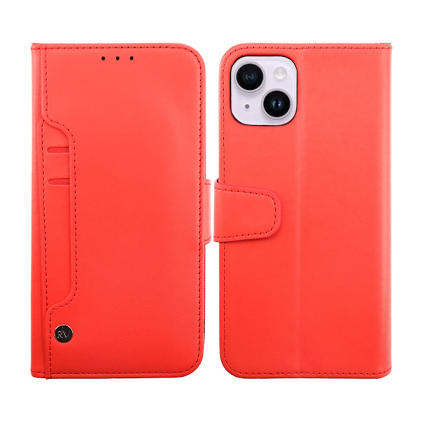 iPhone 14 Plus Plånboksfodral Extra Kortfack Rvelon - Röd