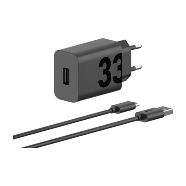 Motorola TurboPower 33W Wall Charger USB-A with USB-A to USB-C Cable – Black