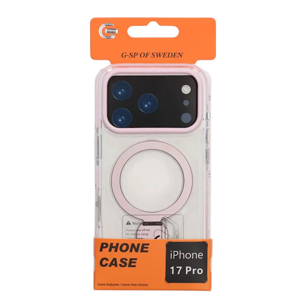 Case Magsafe for iPhone 17 Pro - Transparent pink with ring stand