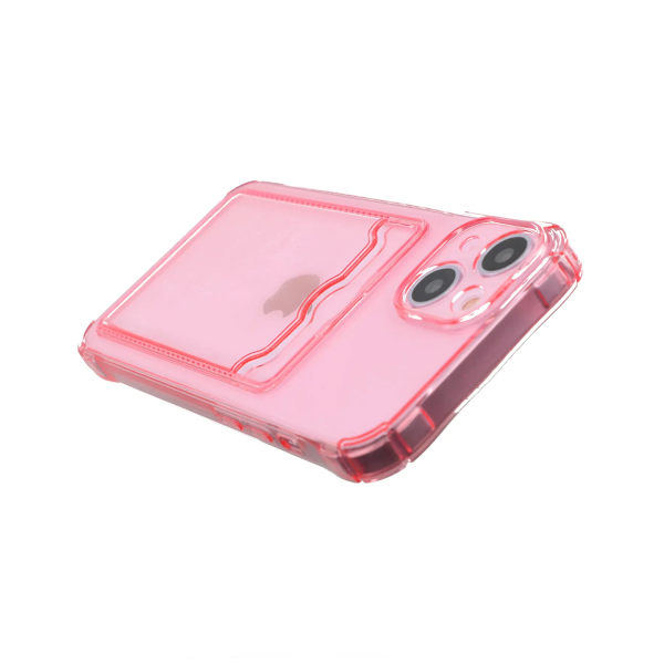 iPhone 14 Plus Stöttåligt Skal med Korthållare - Rosa
