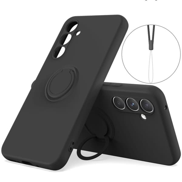 Samsung Galaxy A27 5G Silicone Case with Ring Kickstand - Black