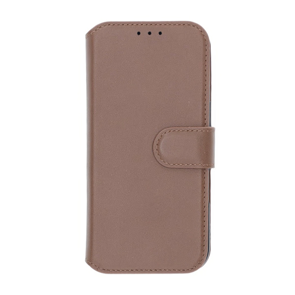 RV Genuine leather Wallet Case iPhone 16 Pro Brown
