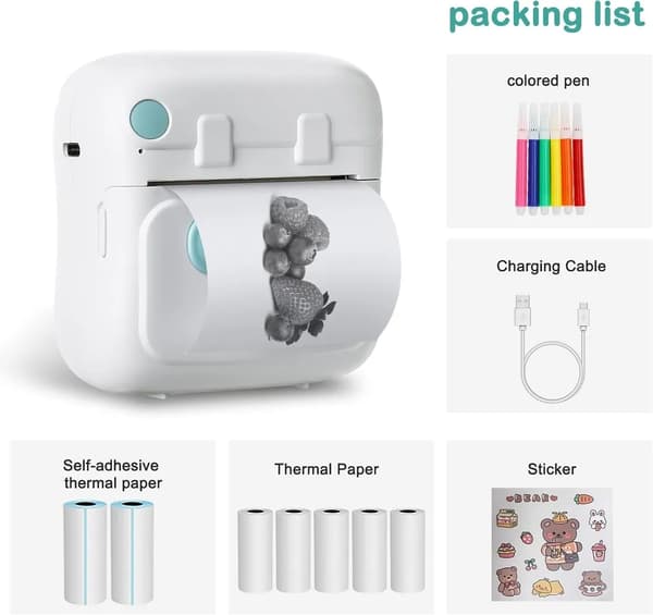 SiGN Miniskrivare Bluetooth 200 dpi Label Printer med en rulle - Vit Svart