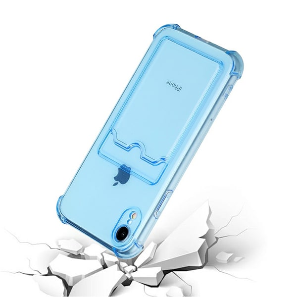 iPhone XR Stöttåligt Skal med Korthållare - Blå
