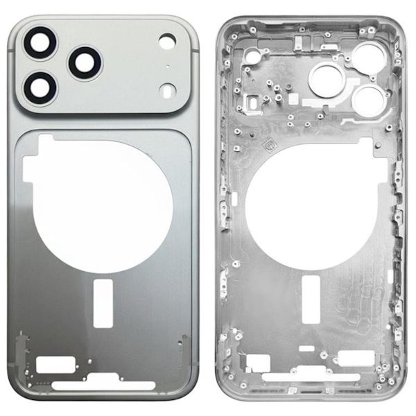 iPhone 17 Pro Middle Frame with Camera Lens Cover - Silver