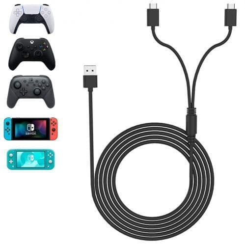 SiGN Duo Charge & Play Kabel för PS5, 1.5m - Svart Svart