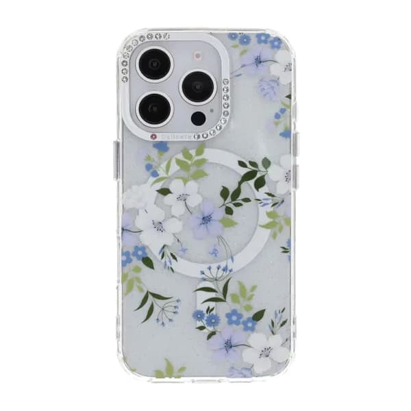 Blommigt Skal med Magsafe för iPhone 16 Pro Max - Blå