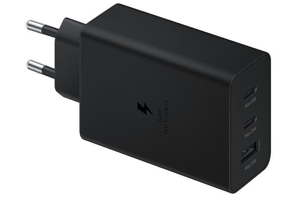 Samsung Trio Snabbladdare, 65W, USB-A, 2x USB-C - Svart - Original Svart