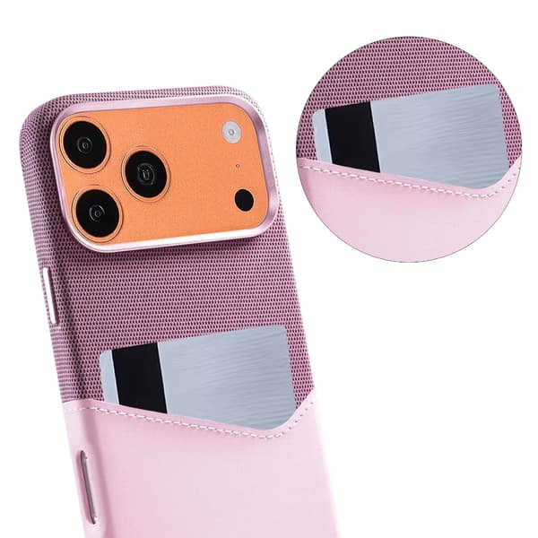 Magnetiskt Mobilskal med Läder Korthållare till iPhone 17 Pro Max och 18 Pro Max - Rosa