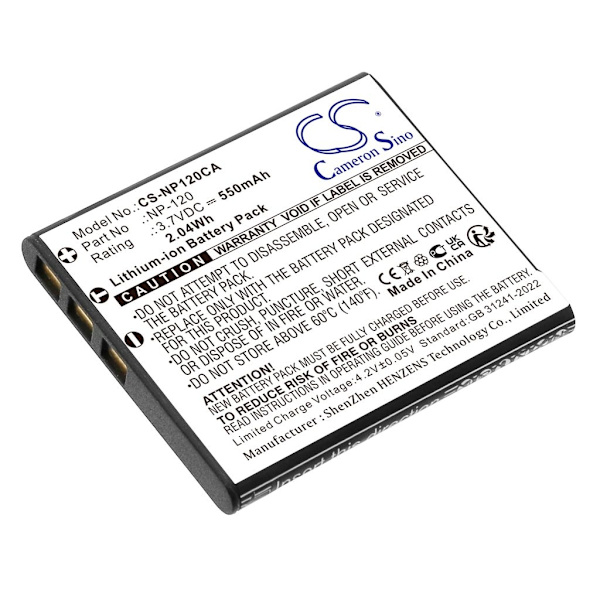 Battery for NP-120 Casio replacement battery