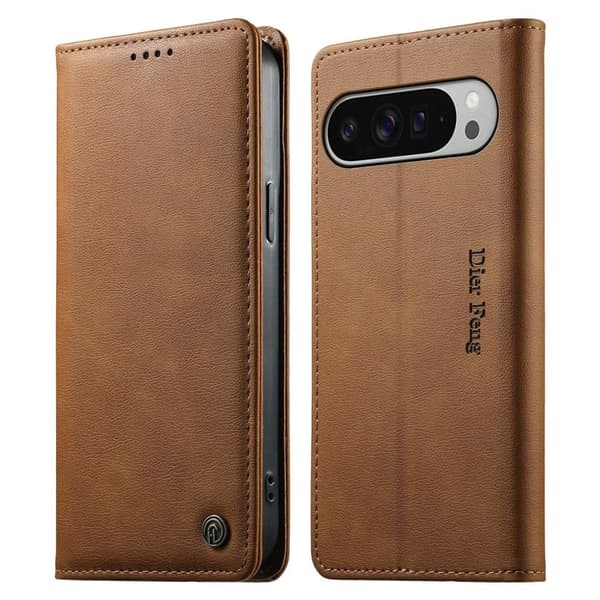DIETFENG Google Pixel 11 Pro XL Wallet Cover RFID Blocking - Light Brown