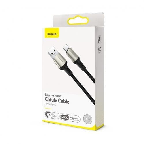 Baseus Cafule Snabbladdningskabel VOOC 30W 5A USB-C 1 m - Svart Svart