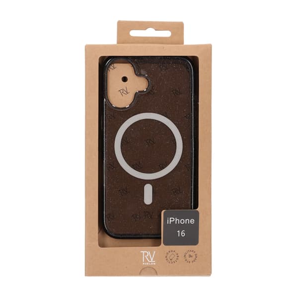 Rvelon Terminator with magsafe Phone Case For iPhone 16 Black Glitter