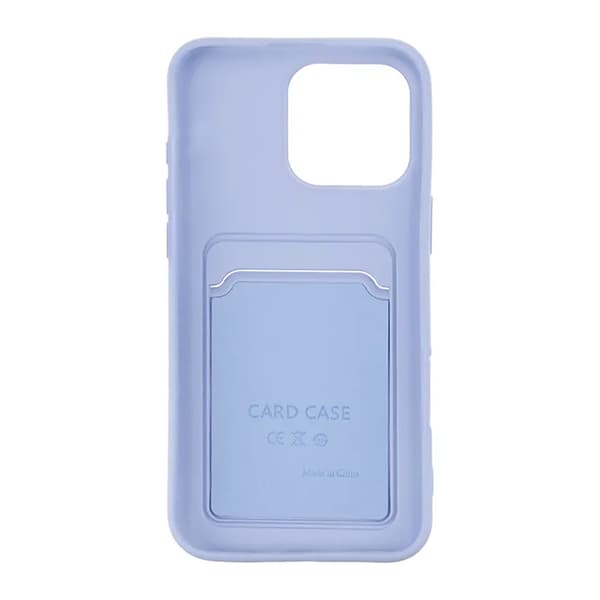 iPhone 16 Pro Max Silicone Phone Case with Card Holder - Purple