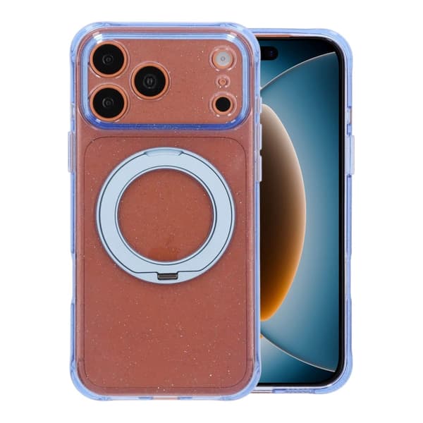 Magic Crystal Airbag Shockproof Magnetic Case with 360° Rotating Stand For iPhone 17 Pro Max/18 Pro Max Blue