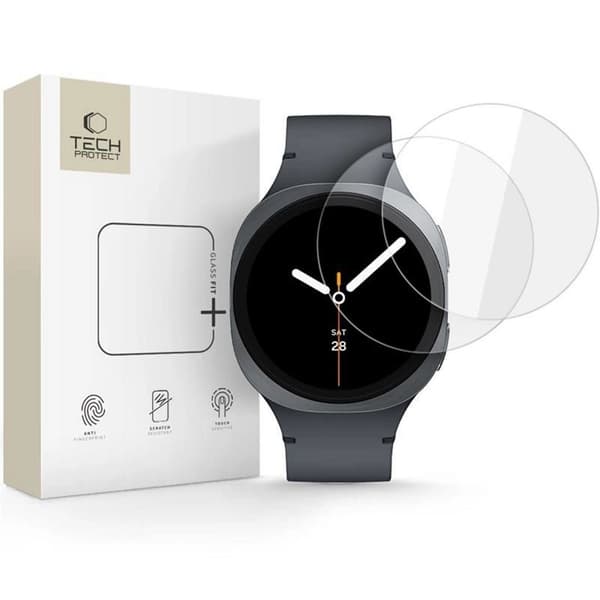 Tech-Protect Glass Fit+ 2-pack Screen protector for Samsung Galaxy Watch 8 44 mm - transparent
