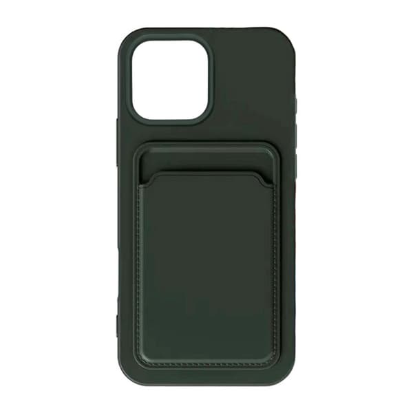 Silicone Case with Card Holder iPhone 16 Pro Max - Military green