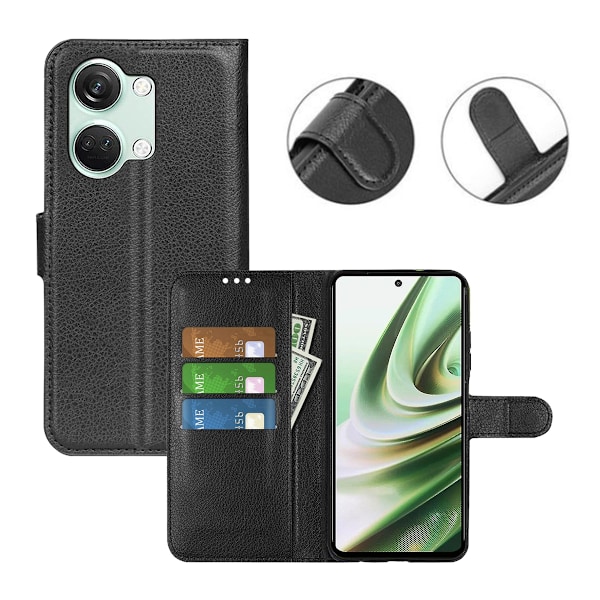 OnePlus Nord 3 5G Plånboksfodral med Stativ - Svart