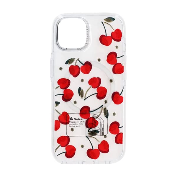 Mobile case Magsafe for iPhone 15 - Transparent with cherry