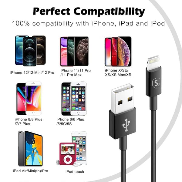 SiGN USB-A 2.0 till Lightning Kabel 2.1A, 1m - Svart Svart