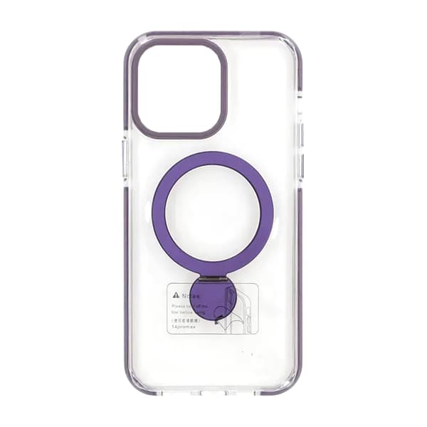 Magsafe Case for iPhone 15 Pro - Transparent purple with ring stand