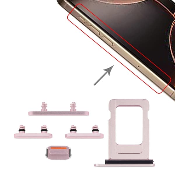 Buttons and SIM Card Holder for iPhone 15 and 15 Plus - Pink