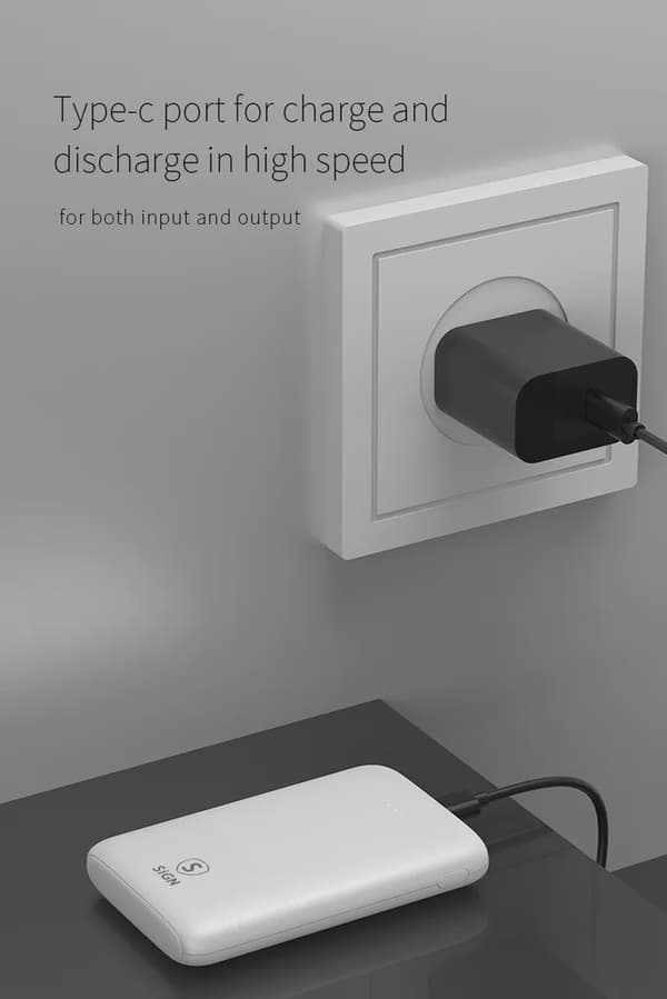 SiGN Ultratunn Powerbank 5000mAh - Vit