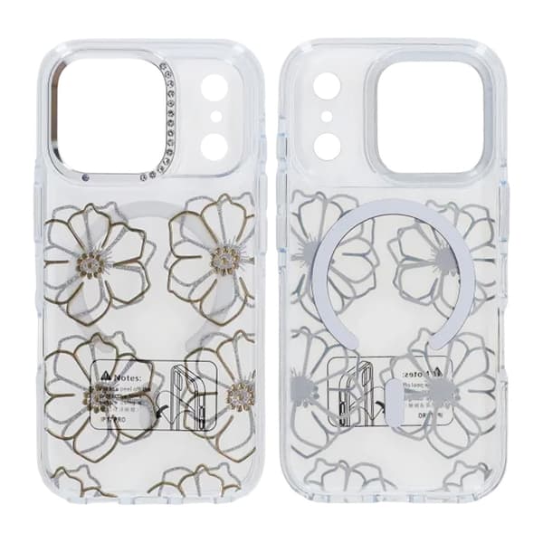 Case Magsafe for iPhone 17 Pro Max - Transparent with flowers