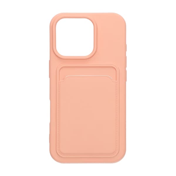 Mobile Case iPhone 16 Pro Max Silicone with Card Holder - Pink