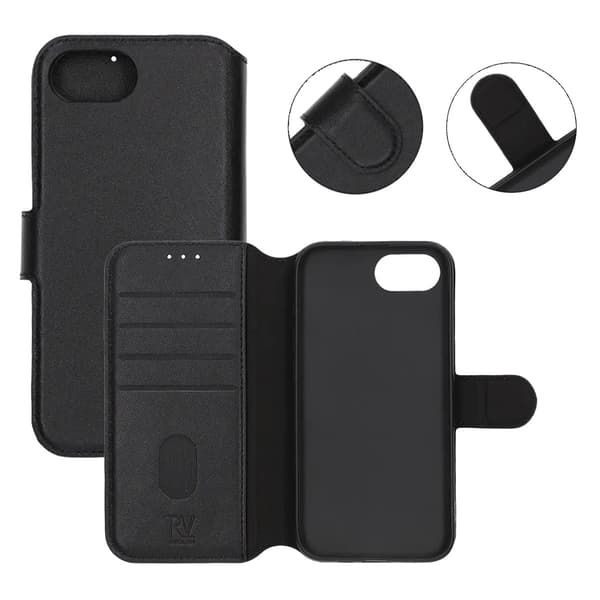 Rvelon Plånboksfodral för iPhone 16e och 17e - Svart