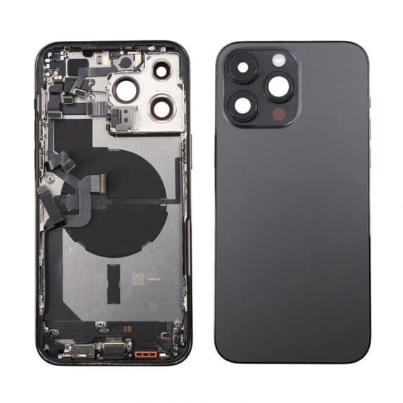 Original iPhone 14 Pro Max Komplett Baksida Med Alla Flex Kablar - Svart Svart