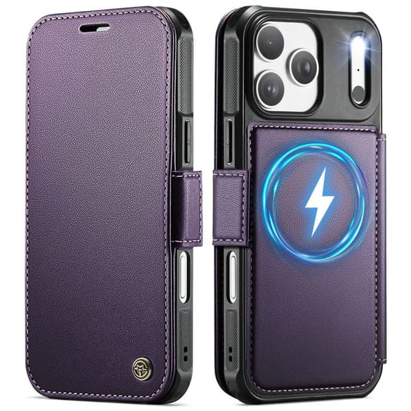 CASEME 053 iPhone 17 Pro Max Wallet Cover MagSafe RFID blocking - Purple