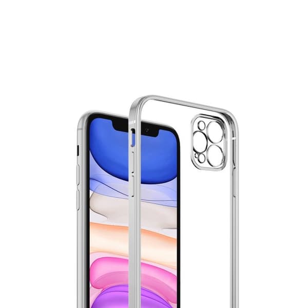 iPhone 12 Pro Max Tunn Transparent Ram Skal Hög kvalité - Silver Svart