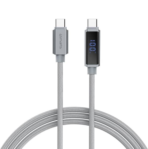 4Smarts DigitCord 100W USB-C Cable with Display - Grey
