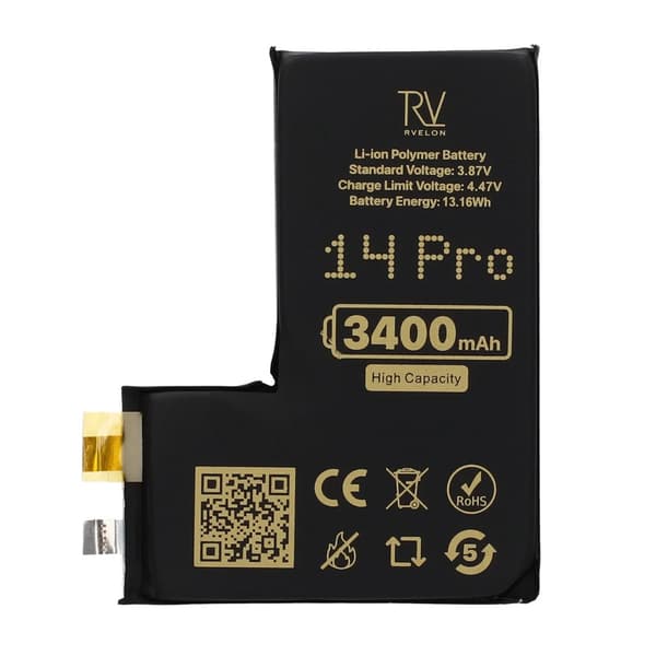 Rvelon Batteri till iPhone 14 Pro 3400mAh utan Flexkabel